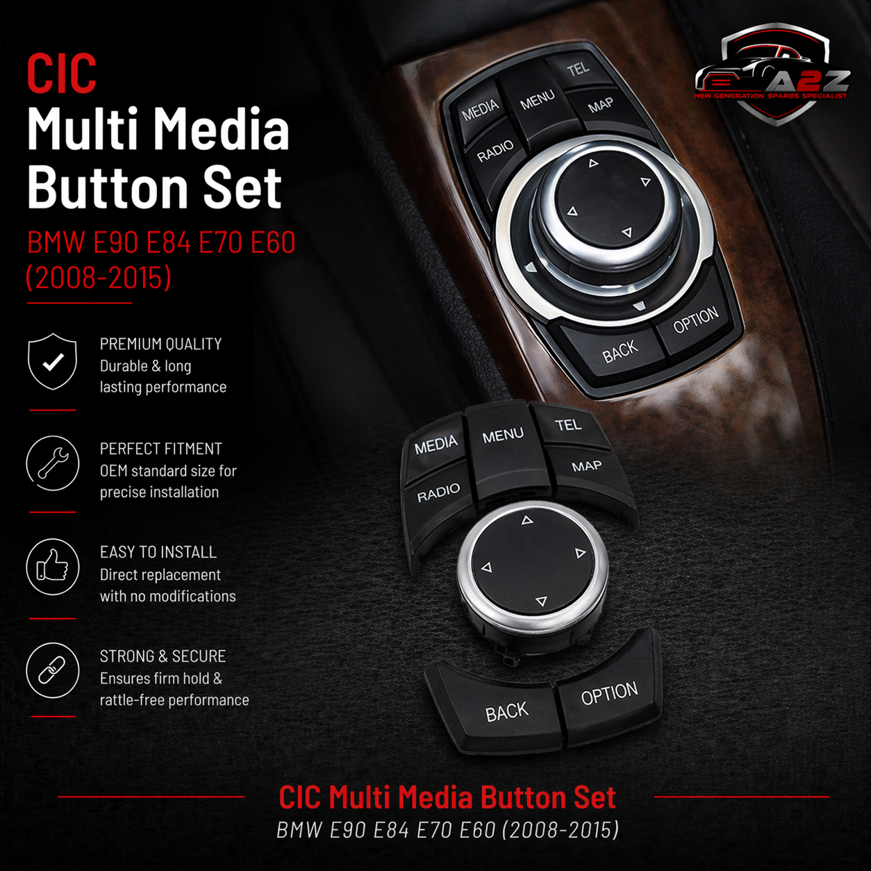 CIC  Multi Media Button Set 65829334611 Compatible With BMW E90 E84 E70 E60