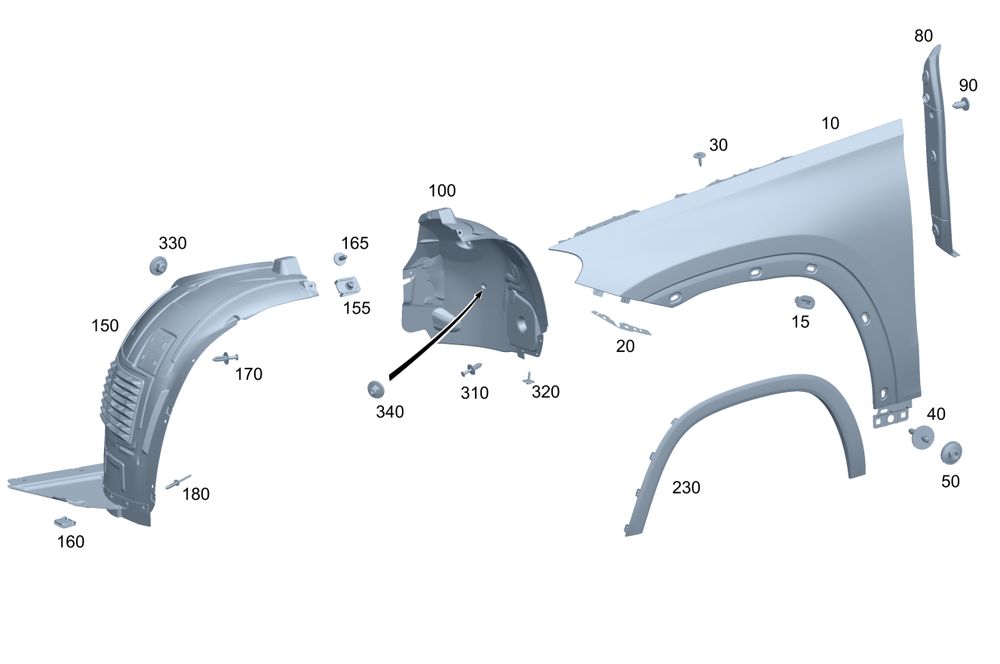 Front Left Fender Liner 1676901708 Compatible With Mercedes Benz GLS Class W167