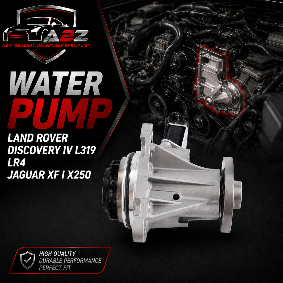 Water Pump LR013164 C2C37771 Compatible With LAND ROVER DISCOVERY IV L319 LR4 JAGUAR XF I X250 Tag-W-08