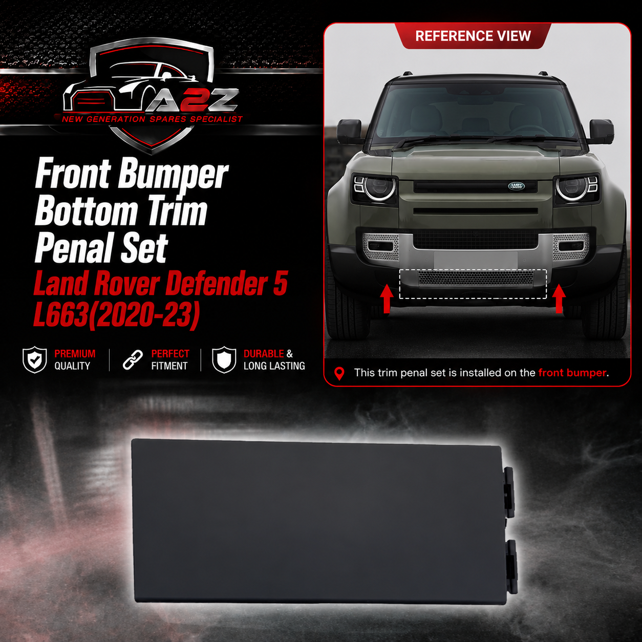Front Bumper Bottom Trim Penal Set Left LR129446 & Right LR129447 Compatible With Land Rover Defender 5 L663