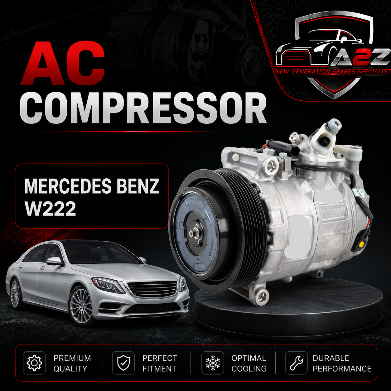 AC Compressor 0008307602 Compatible With Mercedes Benz W222