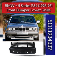 Front Bumper Lower Grille 51111934337 Compatible With BMW 5 Series E34 (1995-98)