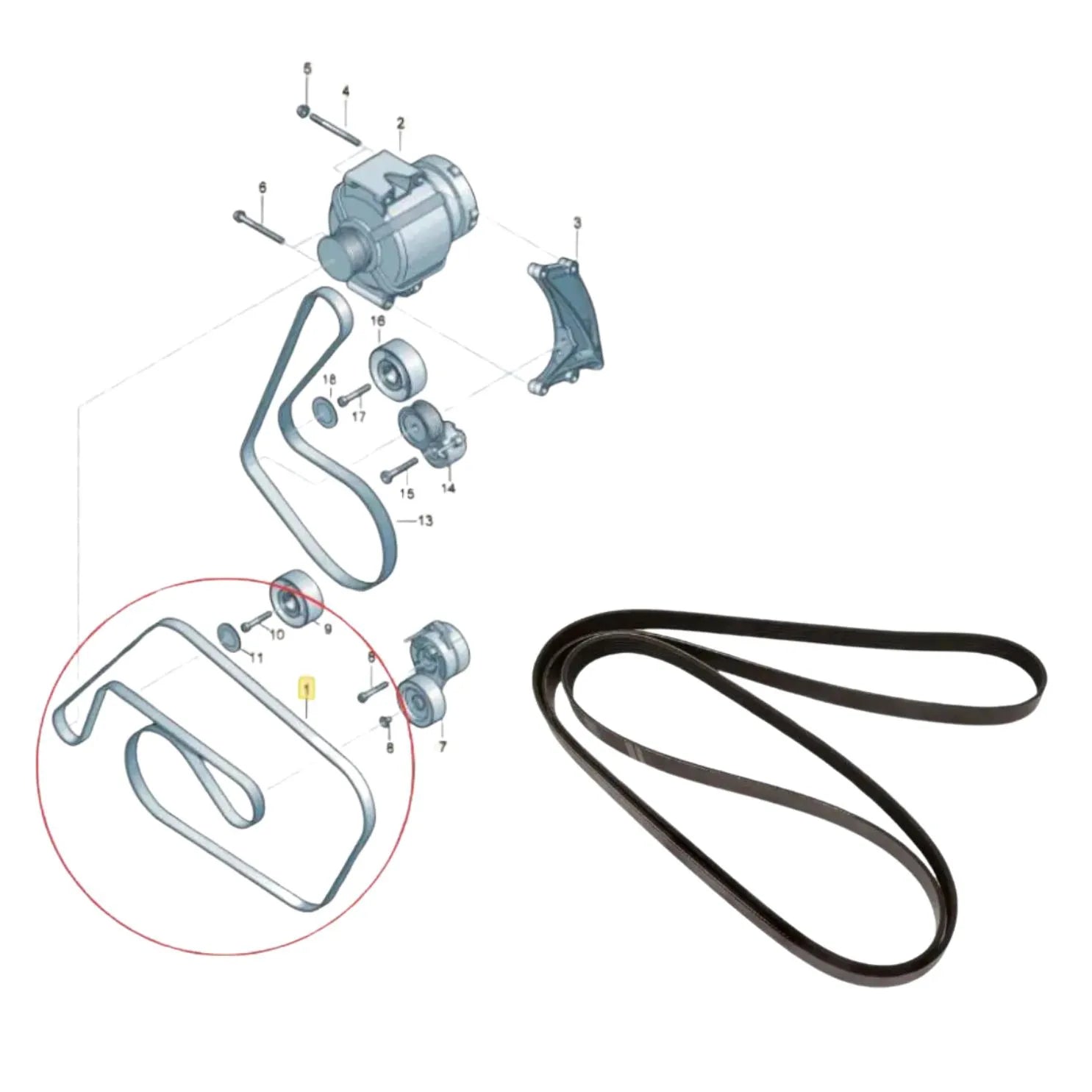 Belt 6PK2475 06E903137AE Compatible With AUDI Q7 (4LB) & PORSCHE CAYENNE (92A) & VW TOUAREG (7LA, 7L6, 7L7) Tag-BEL-42