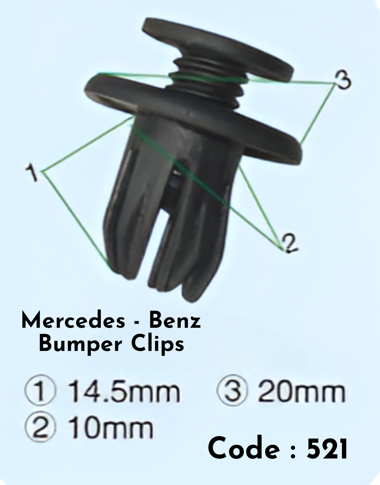 Bumper Clips  (Set of 10) Code:521 Compatible With Mercedce - Benz