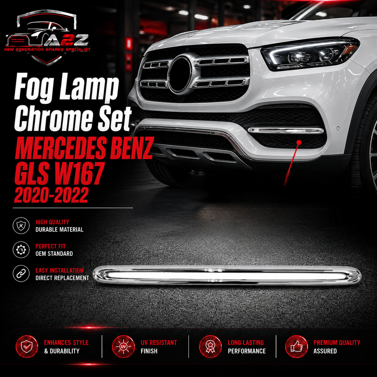 Fog Lamp Chrome Set Left 1678850305 & Right 1678850405 Compatible With MERCEDES BENZ GLS W167 2020-2022 Tag No.361