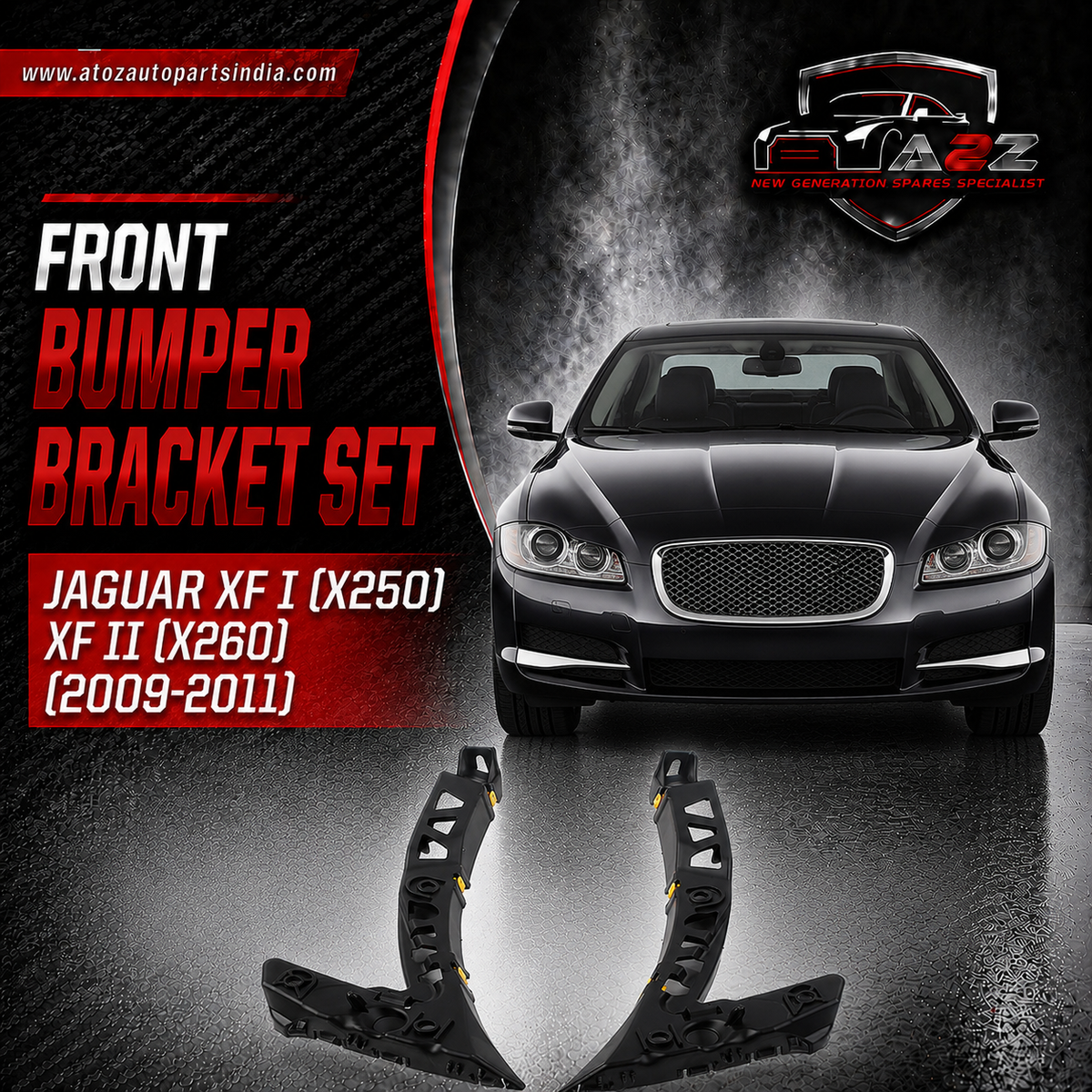 Front Bumper Bracket Left C2Z10618 & Right C2Z10617 Compatible With Jaguar  XF I (X250)  XF II (X260) Tag No.3001