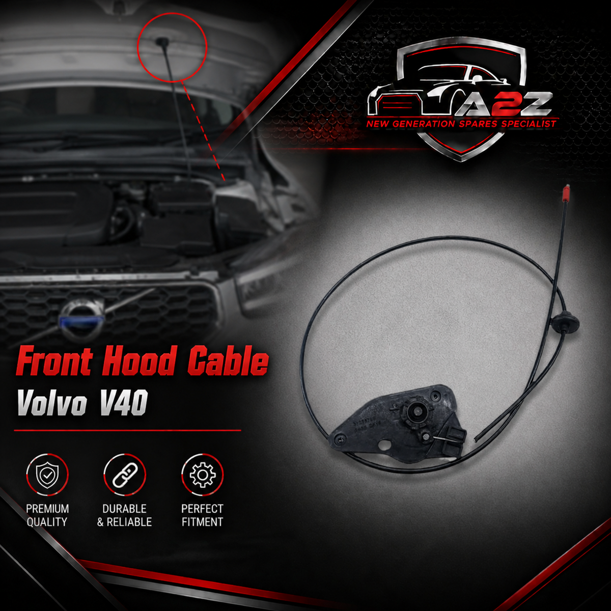 Front Hood Cable 31278800 Compatible With Volvo V40