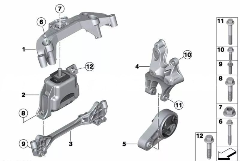 Right Engine Mount  22116782374  22114050886 Compatible With MINI R56
