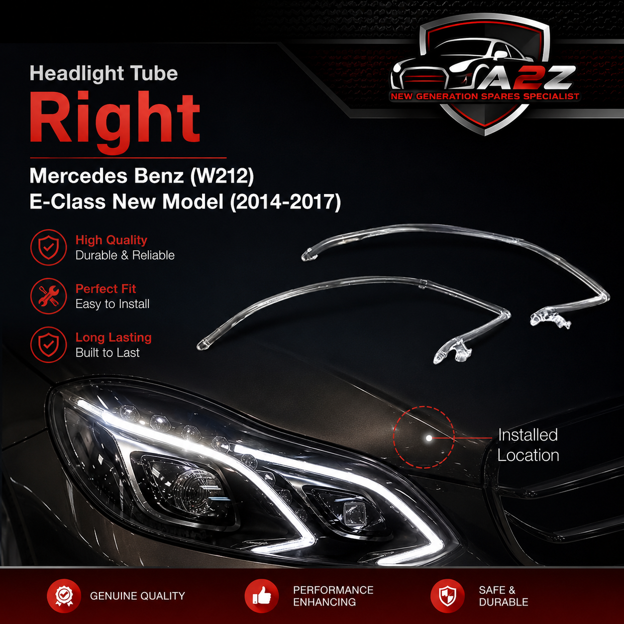 Headligth Tube Right A2128202439 Compatible With Mercedes Benz (W212) E-Class New Model (2014-2017) Tag No.130