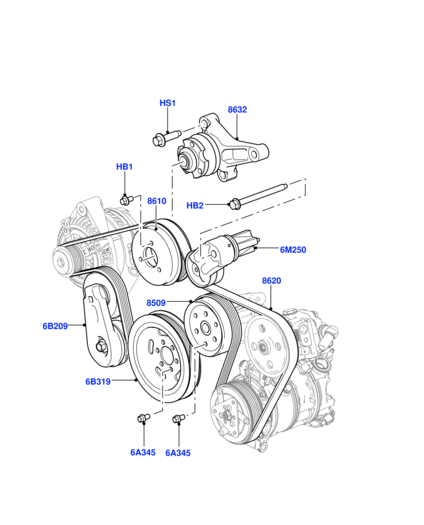 Drive Belt Tensioner LR079293 Compatible With LAND ROVER DISCOVERY IV (L319) | LR4 DISCOVERY V (L462) RANGE ROVER IV (L405)