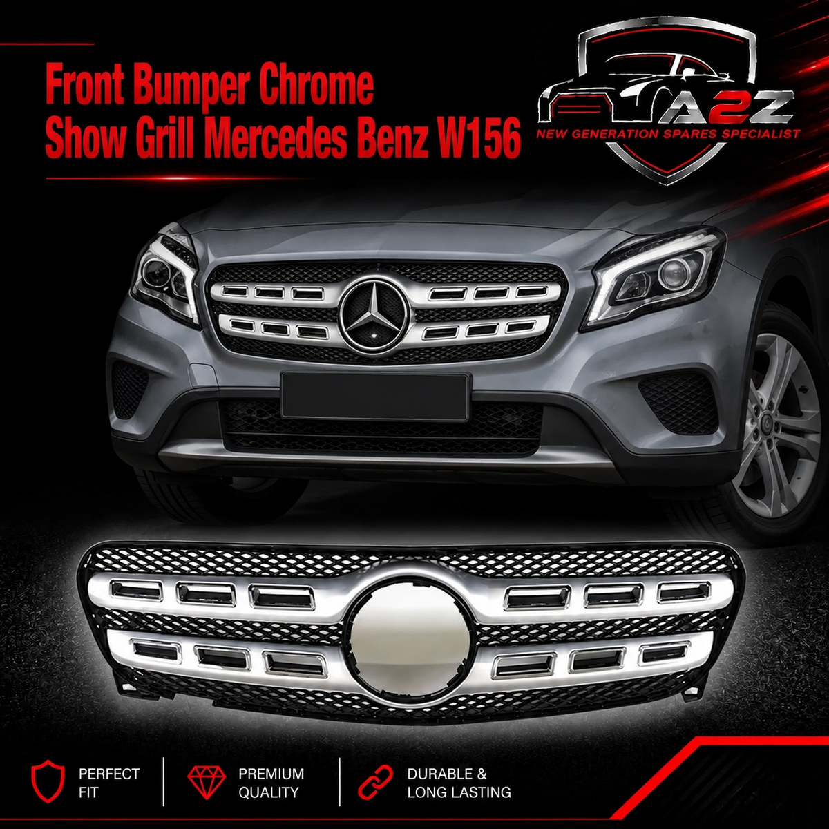 Front Bumper Double Chrome Show Grill 1568806400 A1568806400 Compatibe With Mercedes Benz W156