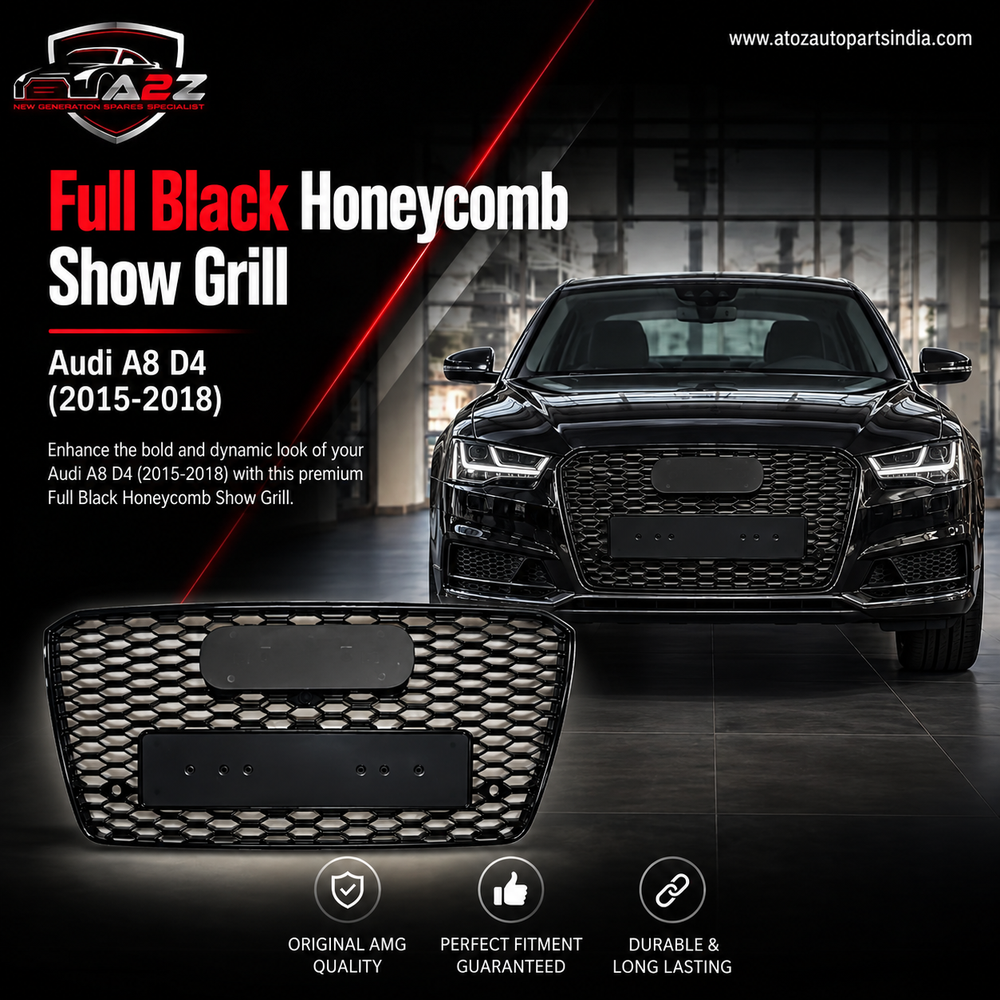 RS8 Full Black Honeycomb Show Grill Compatible With Audi A8 D4(2015-18) Tag No.112