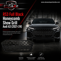 RS3 Full Black Honeycomb Show Grill Compatible With Audi = A3 (2021-24) Tag No.102