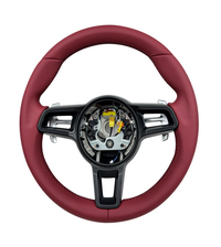 Burgundy Leather Steering Wheel Compatible With Porsche All Models