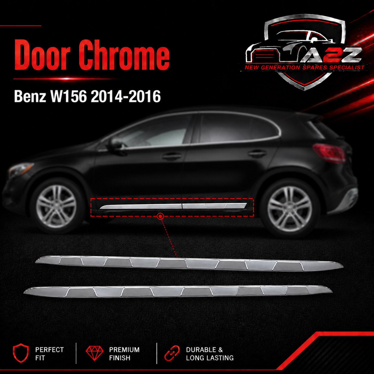 Door Chrome Left Side1566980100 & Right Side 1566980200 Compatible With Mercedes Benz W156 2014-2016 Tag No.229