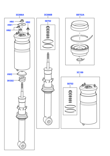 Front Air Suspension Shock Absorber Strut RNB501580 Compatible With LAND ROVER DISCOVERY IV (L319) | LR4 & L320