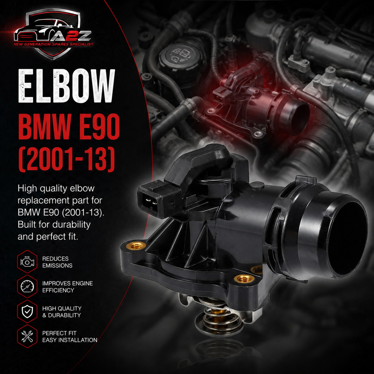 Elbow (Thermostat) 11537510959 For BMW 3 Series E90 & X1 E84 Tag-E-73