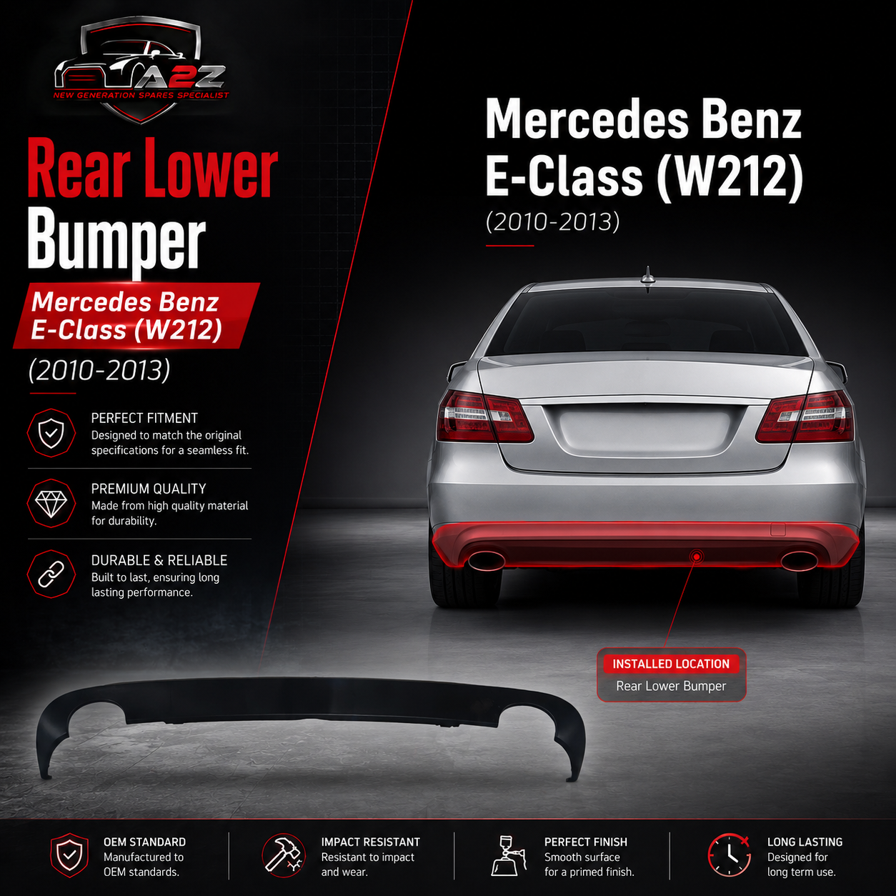 Rear Lower Bumper 2128852025 A2128852025 Compatible With Mercedes Benz E-Class (W212) (2010-2013) Tag No.7