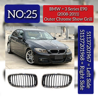 Outer Chrome Show Grill Left 51137201967 & Right 51137201968 Compatible With BMW 3 Series E90 (2008-2011) Tag No.25
