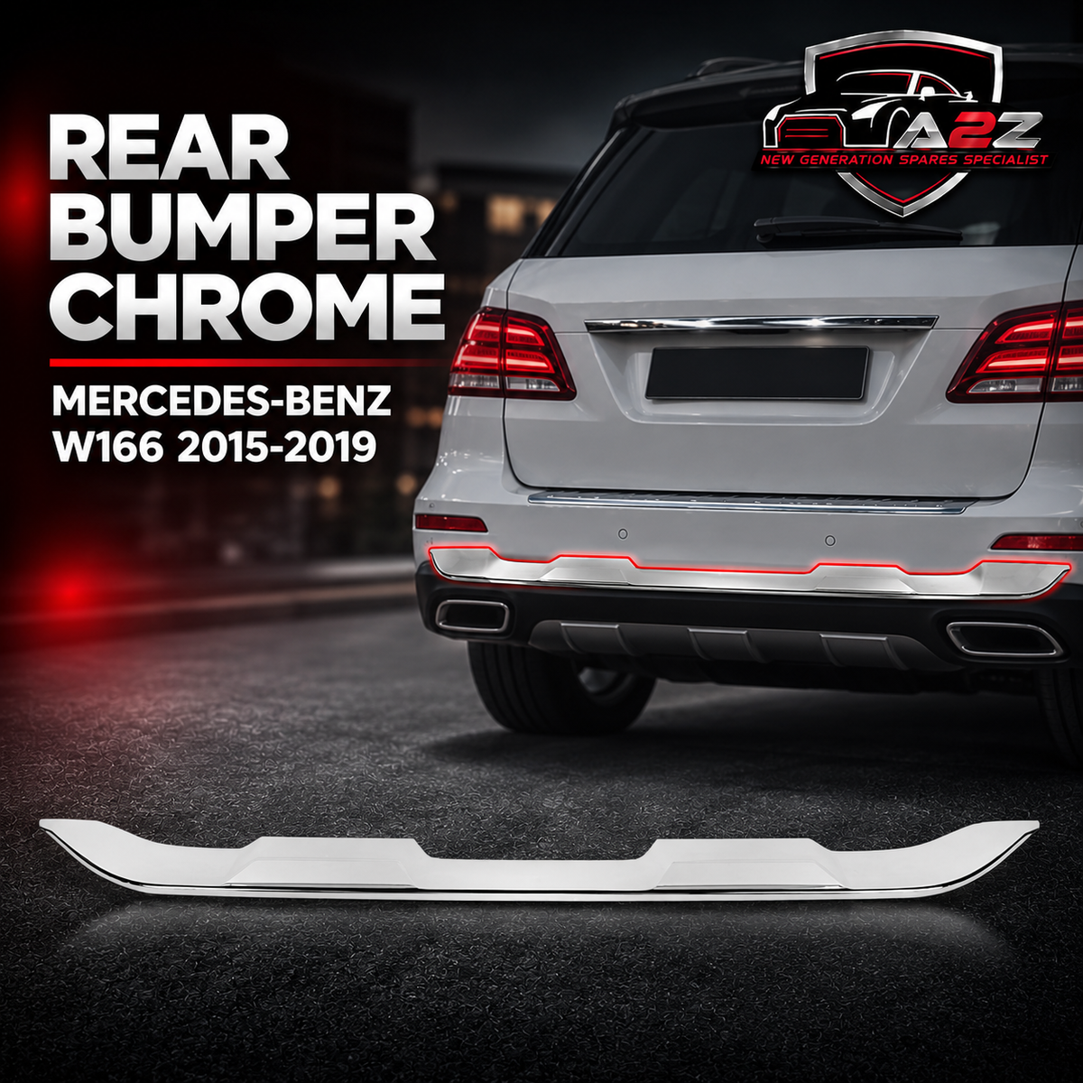 Rear Bumper Chrome 1668857622 Compatible With MERCEDES-BENZ GL-CLASS W166 & GLE W166 & GLS W166 2015-2019 Tag No.130
