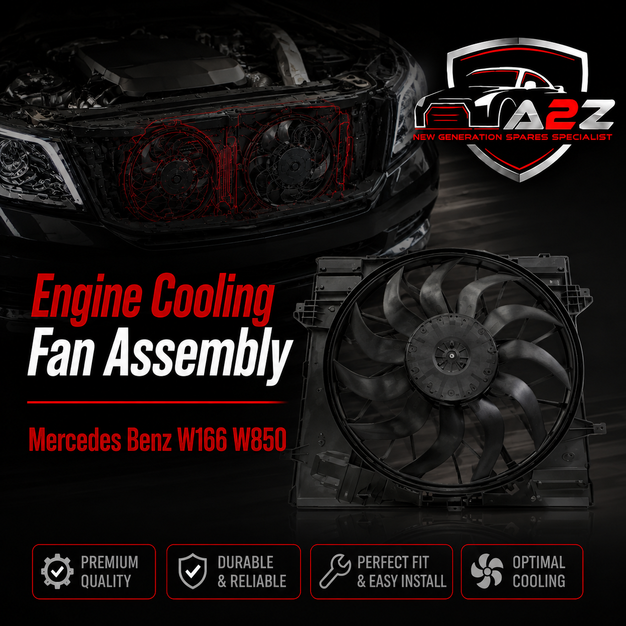 Engine Cooling Fan Assembly 0999064000 Compatible With Mercedes Benz W166 W850
