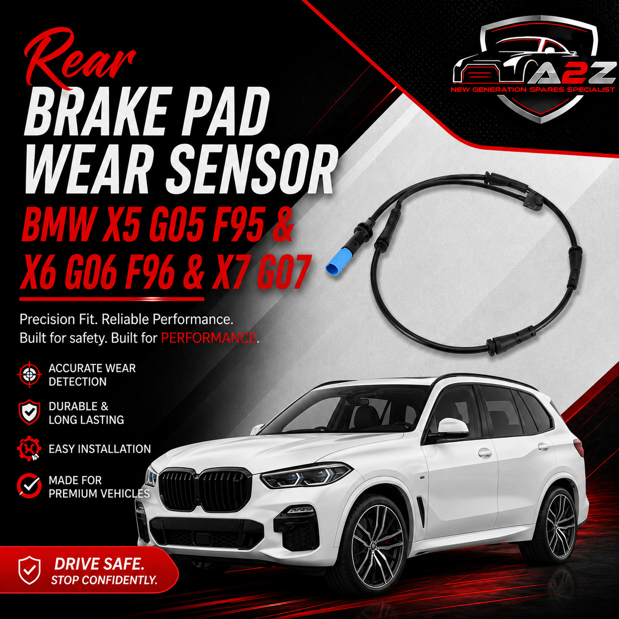 Rear Brake Pad Wear Sensor 34356870352 Compatible With BMW X5 G05  F95 & X6 G06 F96 & X7 G07