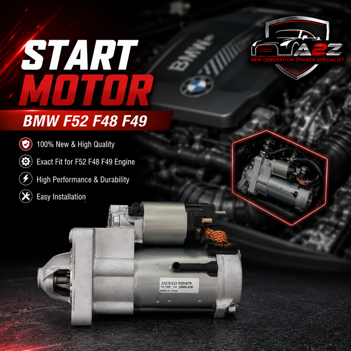 Start Motor 12417645979 Compatible With BMW F52 F48 F49