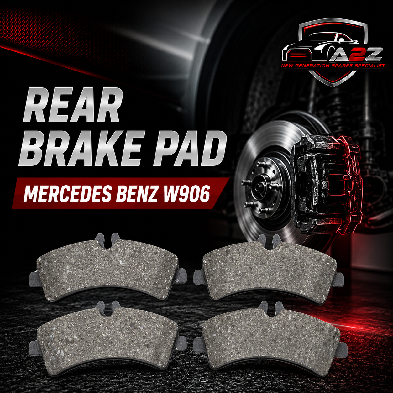 Rear Brake Pad Set 0044208120 Compatible With Mercedes Benz W906