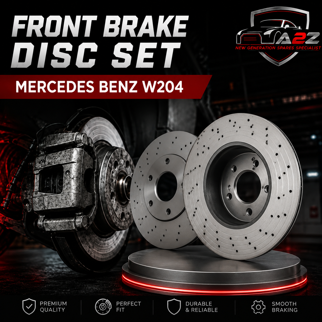 Front Brake Disc Set 2044213612 Compatible With Mercedes Benz W204