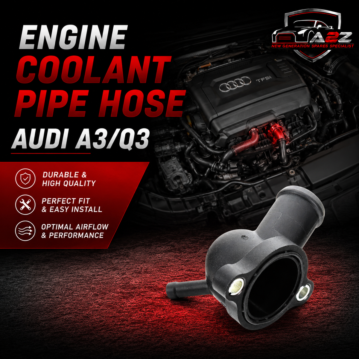 Engine Coolant Pipe Hose 04L121131J 04L121131AA 04L121133AA 04L121131E Compatible With AUDI A3 Limousine (8VS, 8VM) | A3 / S3 & Q3 (8UB, 8UG) & SKODA KODIAQ I (NS6, NS7, NV7) & OCTAVIA III (5E3, NL3, NR3) Tag No.59