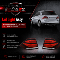 Tail Light Rear Lamp Compatible With MERCEDES-BENZ M-CLASS (W166) & GLE W166 (2015-2018) Tail Light Rear Lamp Left A1669065501 & Right A1669065601 Tag-TLM-103