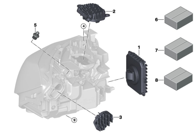 Left LED Headlight Control Module Unit Day Running Light 63117470427 63117493237 (L.H) Left For BMW 3 Gran Turismo F34 Tag-BL-77