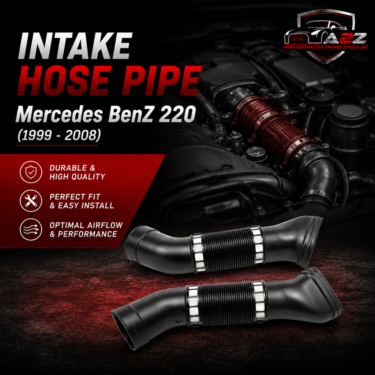 Intake Hose Pipe 1120943782 + 1120943682 Left & Right For Mercedes Benz W220 Tag-H-48