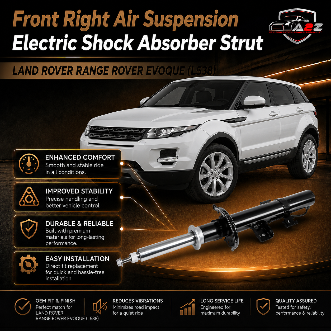 Front Right Air Suspension Electric Shock Absorber Strut LR024444 LR051483 LR056268 LR057931  Compatible With LAND ROVER RANGE ROVER EVOQUE (L538)