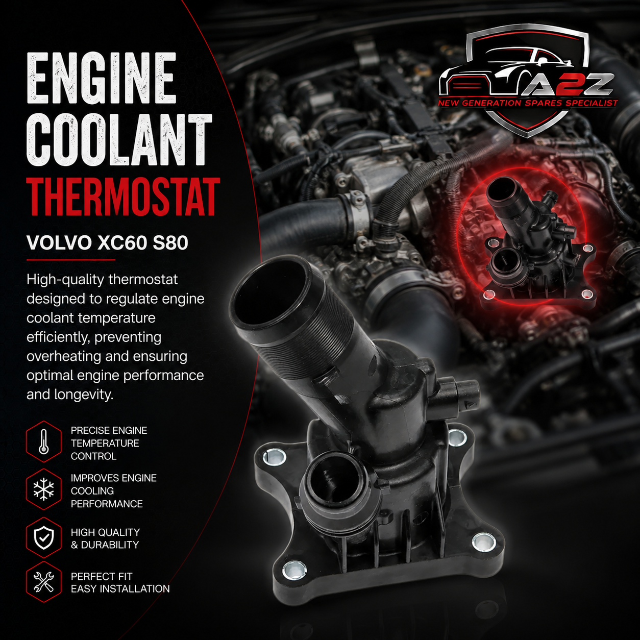 Engine Coolant Thermostat 31686560 31293912 31439968 31474700 31474989 Compatible With VOLVO XC60/S80 Tag No.125