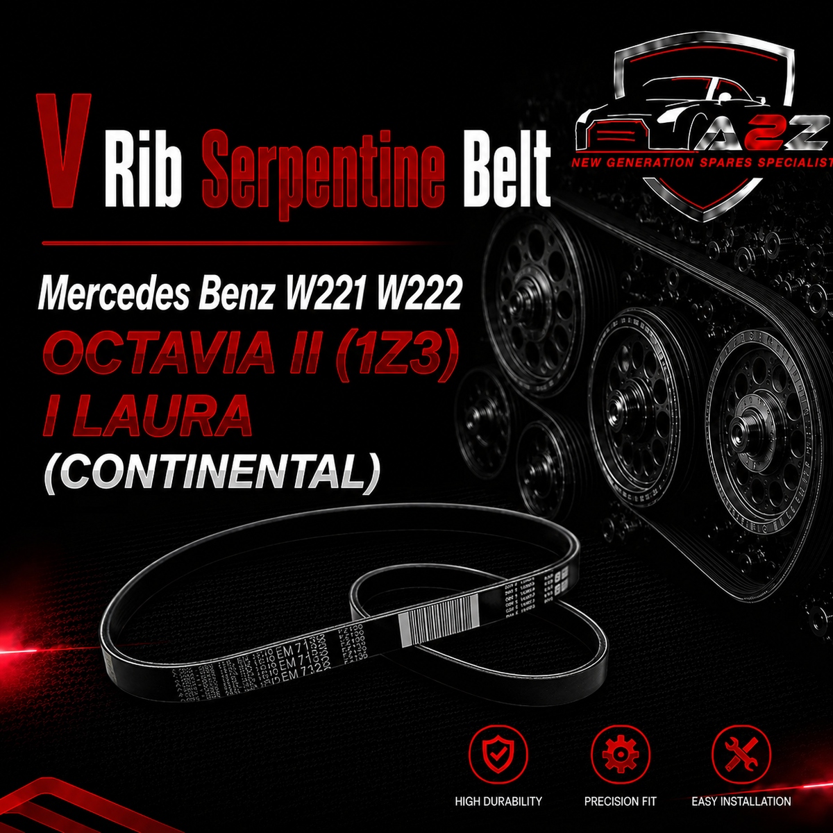 V-ribbed Serpentine Belt 0029936796 Compatible With Mercedes Benz W221 W222
