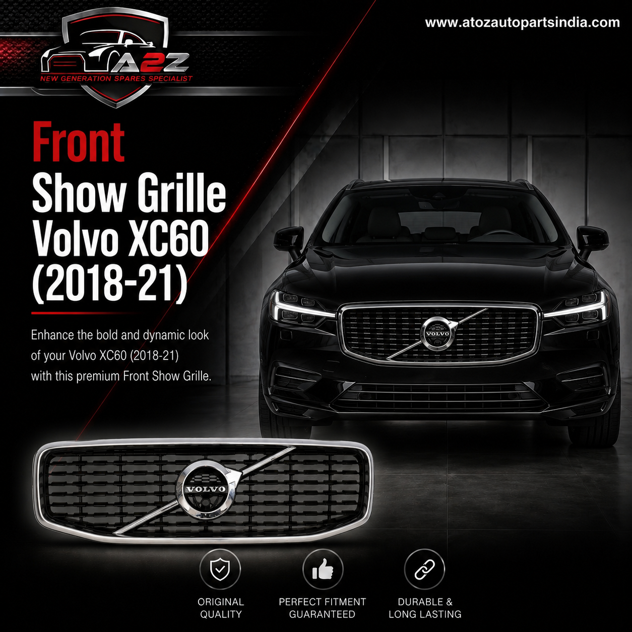 Front Show Grille 31457464 Compatible With Volvo XC60 (2018-21)