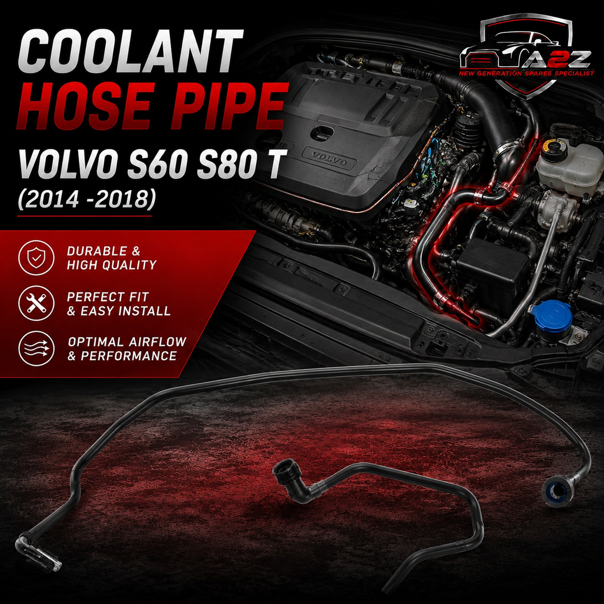 Coolant Hose Pipe 31368752 Compatible With Volvo S60 S80 Tag-H-457