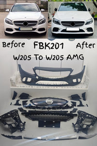 Front Bumper Kit Compatible With Mercedes Benz W205 Upgrade To Mercedes Benz AMG W205 (2015-2021) Tag No.FBK.201 (Shipping Cost Not Included In Price)