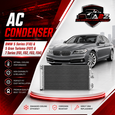 AC Condenser 64509391489 Compatible with BMW 5 Series (F10) &  5 Gran Turismo (F07) & 7 Series (F01, F02, F03, F04)