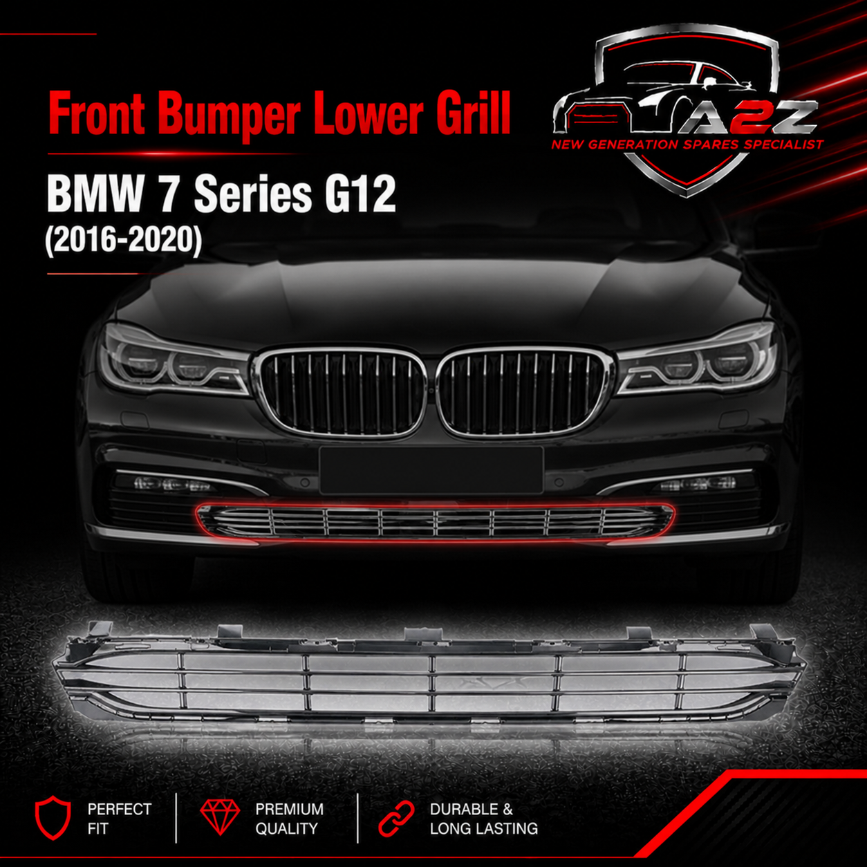 Front Bumper Lower Grill 51117486832 Compatible with BMW 7 Series G12 Tag No.71