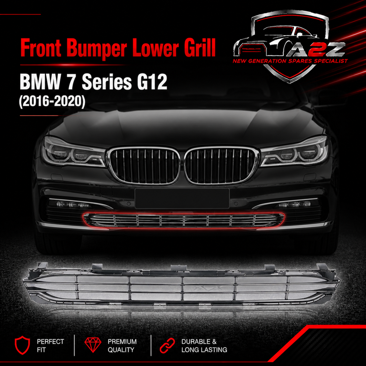 Front Bumper Lower Grill 51117486832 Compatible with BMW 7 Series G12 Tag No.71