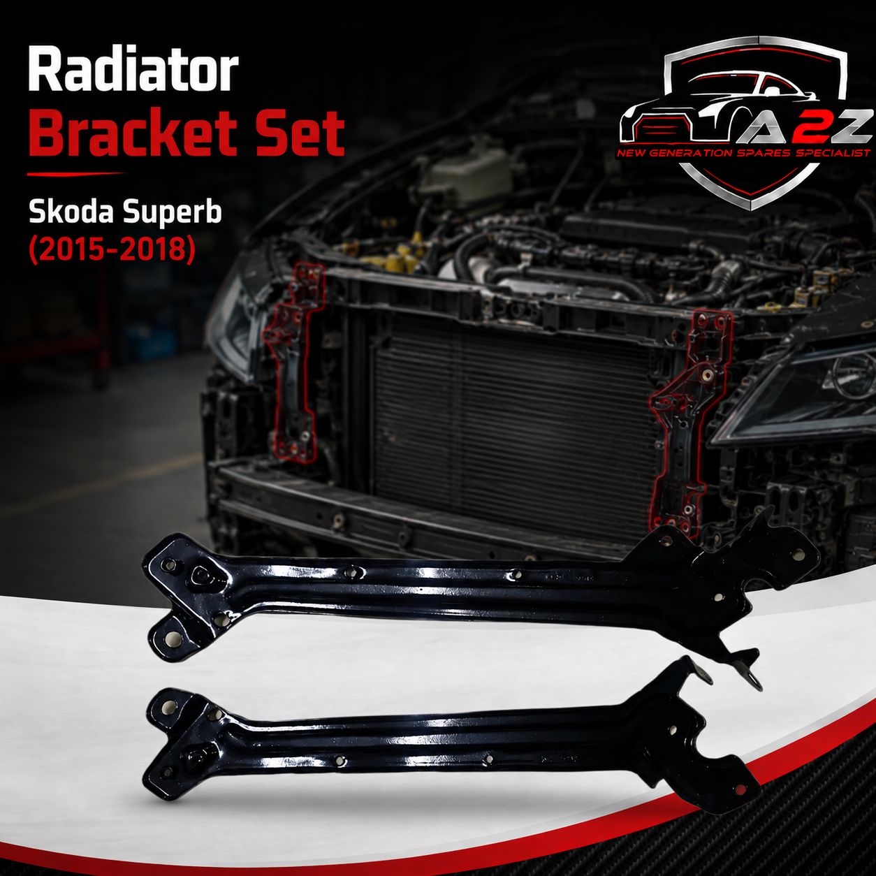 Radiator Bracket Set Left 3V0806929 & Right 3V0806930 Compatible With Skoda Superb (2015-2018) Tag No.343