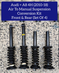 Front & Rear Air To Manual Suspension Conversion Kit (Set Of 4) 4H0616039AK 4H0616039AB 4H0616039AD 4H0616001M 4H0616001N 4H0616001C 4H0616001AC Compatible With Audi A8 4H (2010-2018)