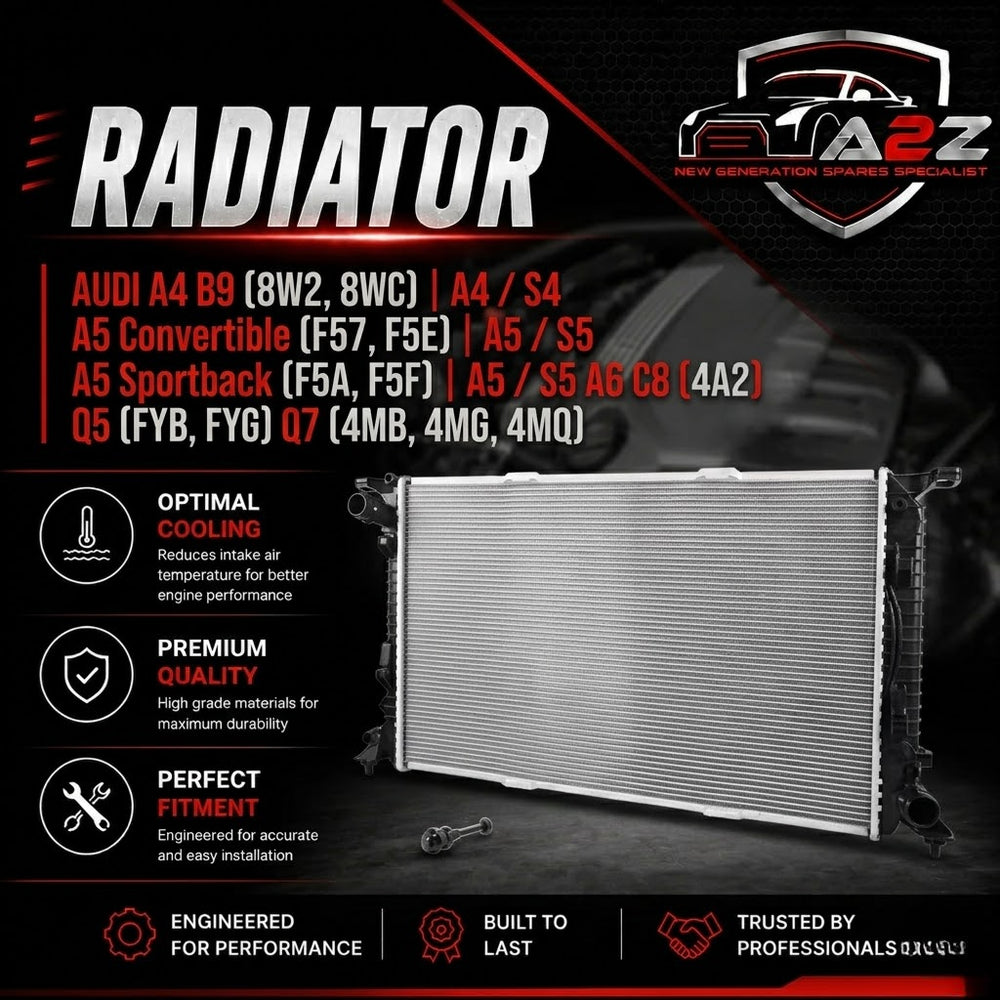 Radiator 80A121251C 80A121251D 8W0121251AK 8W0121251L Compatible with AUDI A4 B9 (8W2, 8WC) | A4 / S4 A5 Convertible (F57, F5E) | A5 / S5 A5 Sportback (F5A, F5F) | A5 / S5 A6 C8 (4A2) Q5 (FYB, FYG) Q7 (4MB, 4MG, 4MQ)