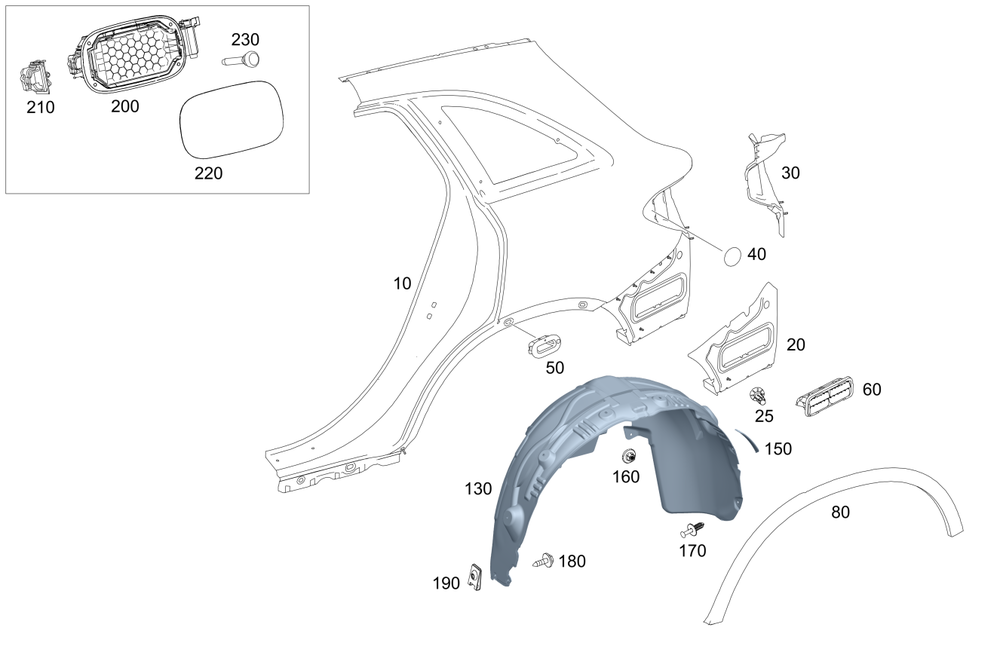 Rear Right Wheel Arch (EYEBROW) 2538850822 A2538850822 Compatible With MERCEDES BENZ GLC X253 2016-2022 Tag No.12
