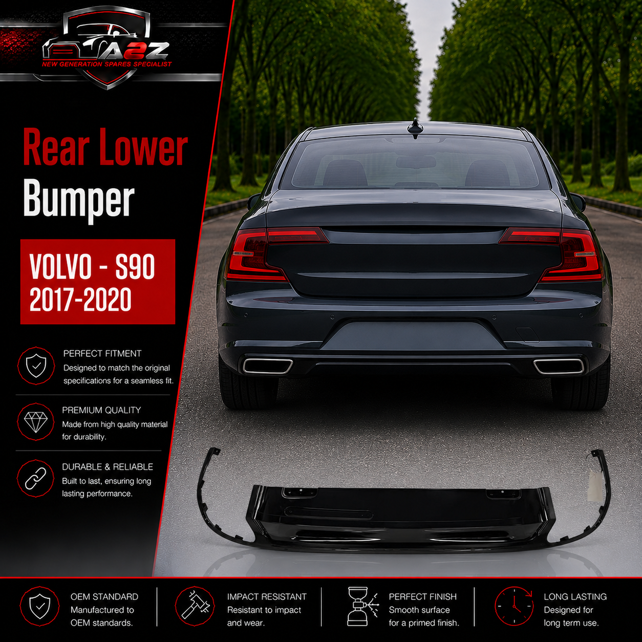 Rear Lower Bumper 31383303 Compatible With VOLVO  VOLVO - S90 & S90 II (234 Tag No.406