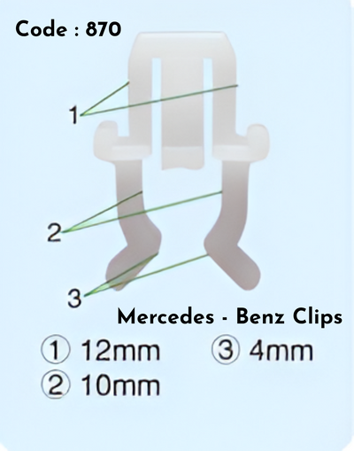 Benz Clips  (Set of 10) Code:870 Compatibl With Mercedce Benz