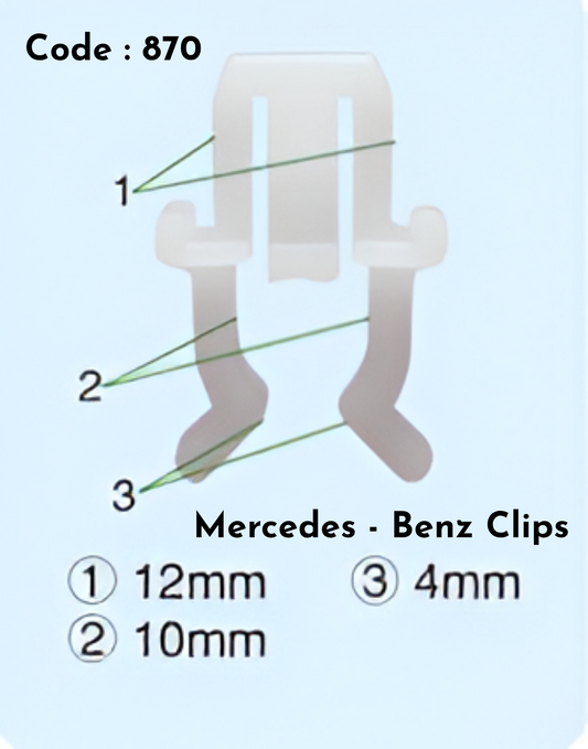 Benz Clips  (Set of 10) Code:870 Compatibl With Mercedce Benz