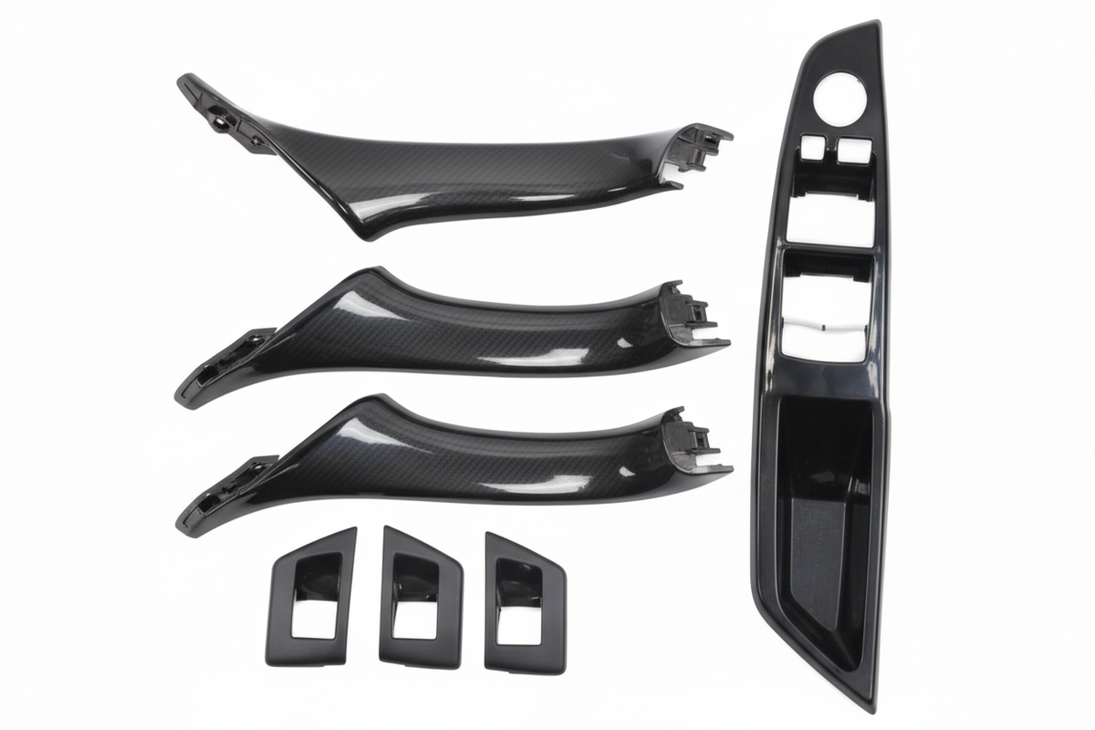Door Handle Black Inner Set  Carbon Fiber 51417225874 51417225847 Right 51417225848 51417225889 Right 51417225890 Compatible with BMW 5 Series F10 2010-2017